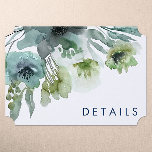 Abstract Bouquet Wedding Enclosure Card, Blue, Pearl Shimmer Cardstock, Ticket