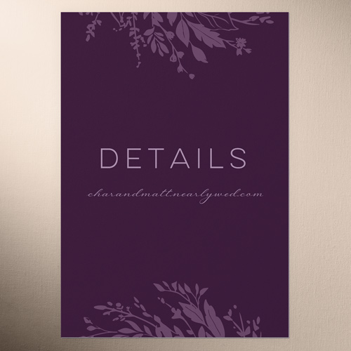 Garland Initials Wedding Enclosure Card, Purple, Matte, Signature Smooth Cardstock, Square, Eggplant