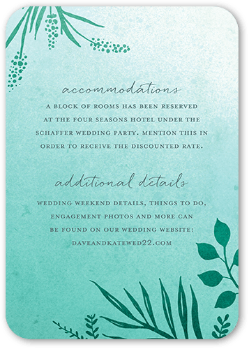 Tropic Fauna Wedding Enclosure Card, Green, Signature Smooth Cardstock, Rounded