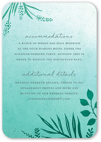 Tropic Fauna Wedding Enclosure Card, Green, 100% Recycled Cardstock , Rounded, Tropical