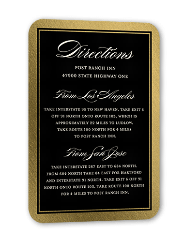 Remarkable Frame Classic Wedding Enclosure Card, Gold Foil, Black, Pearl Shimmer Cardstock, Rounded