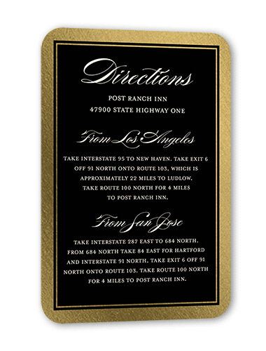 Remarkable Frame Classic Wedding Enclosure Card, Black, Gold Foil, Pearl Shimmer Cardstock, Rounded