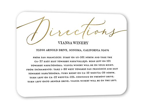 Sterling Script Wedding Enclosure Card, White, Gold Foil, Signature Smooth Cardstock, Rounded