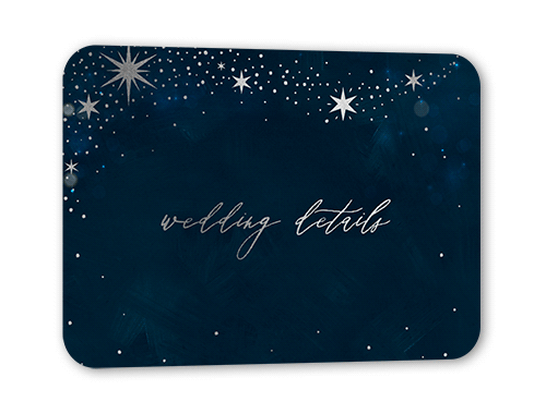 Bright Night Wedding Enclosure Card, Silver Foil, Blue, Pearl Shimmer Cardstock, Rounded, Midnight