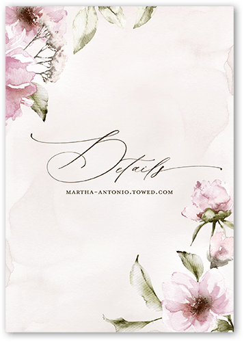 Light Floral Wedding Enclosure Card, Pink, Matte, 100% Recycled Cardstock , Square
