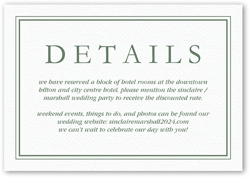 Simple Branches Wedding Enclosure Card, Green, Matte, 100% Recycled Cardstock , Square, Rosemary