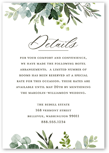 Border Botanicals Wedding Enclosure Card, White, Matte, 100% Recycled Cardstock , Square