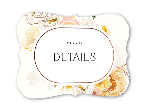 Warm Floral Wedding Enclosure Card, Orange, Rose Gold Foil, Pearl Shimmer Cardstock, Bracket