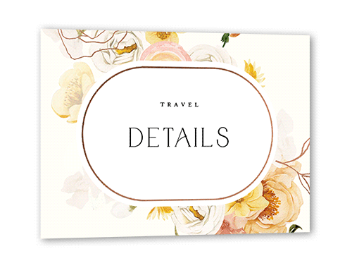 Warm Floral Wedding Enclosure Card, Orange, Rose Gold Foil, Matte, Pearl Shimmer Cardstock, Square