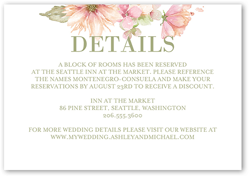 Watercolor Bouquet Wedding Enclosure Card, Beige, Matte, Signature Smooth Cardstock, Square