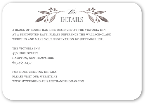 Classic Herald Wedding Enclosure Card, Grey, Pearl Shimmer Cardstock, Rounded, Flint