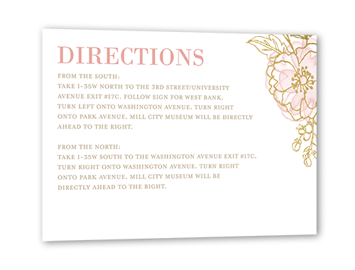 Floral Fringe Wedding Enclosure Card, Pink, Gold Foil, Matte, Signature Smooth Cardstock, Square, Taffy