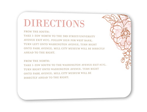 Floral Fringe Wedding Enclosure Card, Rose Gold Foil, Pink, Signature Smooth Cardstock, Rounded