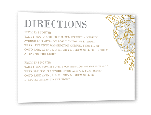 Floral Fringe Wedding Enclosure Card, Beige, Gold Foil, Matte, Pearl Shimmer Cardstock, Square, Sand