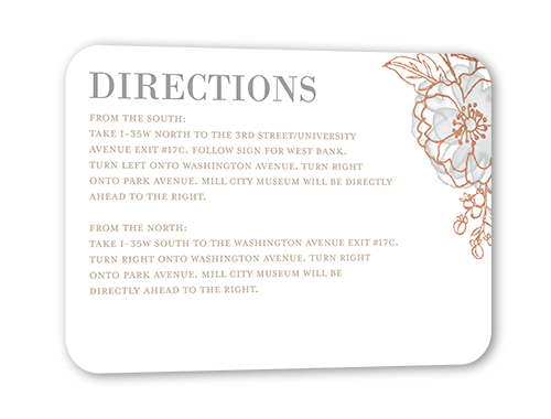 Floral Fringe Wedding Enclosure Card, Beige, Rose Gold Foil, Pearl Shimmer Cardstock, Rounded