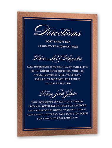 Remarkable Frame Classic Wedding Enclosure Card, Rose Gold Foil, Blue, Matte, Pearl Shimmer Cardstock, Square, Baltic
