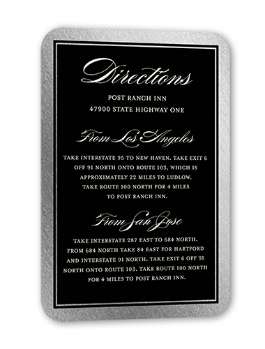 Remarkable Frame Classic Wedding Enclosure Card, Black, Silver Foil, Pearl Shimmer Cardstock, Rounded