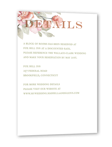 Diamond Blossoms Wedding Enclosure Card, Rose Gold Foil, Pink, Matte, Signature Smooth Cardstock, Square