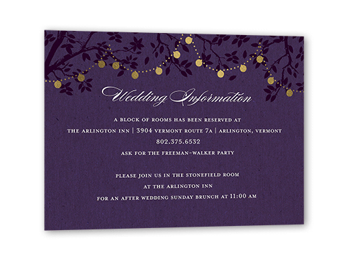 Enlightened Evening Wedding Enclosure Card, Gold Foil, Purple, Matte, Pearl Shimmer Cardstock, Square