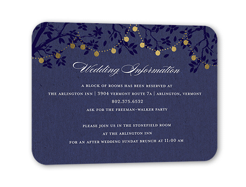 Enlightened Evening Wedding Enclosure Card, Purple, Gold Foil, Pearl Shimmer Cardstock, Rounded, Twilight
