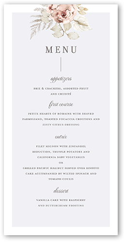 Pastel Hues Wedding Menu, Grey, 4x8 Menu, Pearl Shimmer Cardstock, Square