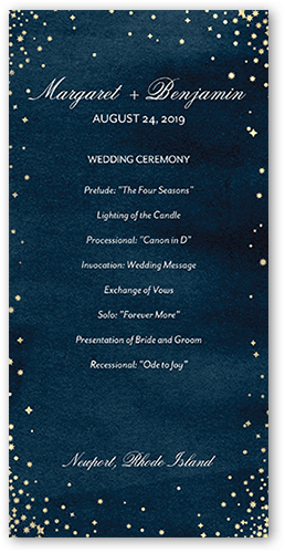 Elegant Sky Wedding Program, Blue, 4x8 Flat Program, Matte, Signature Smooth Cardstock, Square