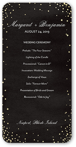 Elegant Sky Wedding Program, Black, 4x8 Flat Program, Standard Smooth Cardstock, Rounded, Black