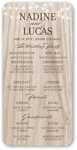 Romantic Evening Wedding Program, Beige, 4x8 Flat Program, Matte, Signature Smooth Cardstock, Rounded