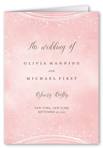 Resplendent Night Wedding Program, Pink, 5x7, Pearl Shimmer Cardstock, Square, Soft Pink