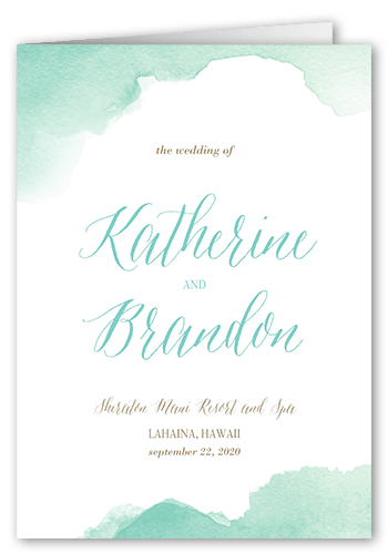 Simply Watercolor Wedding Program, Blue, 5x7, Matte, Folded Smooth Cardstock, Square, Reef