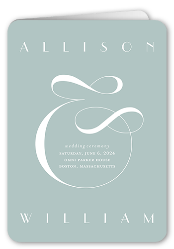 Nouveau Connection Wedding Program, Green, 5x7, Matte, Folded Smooth Cardstock, Rounded, Desert Green