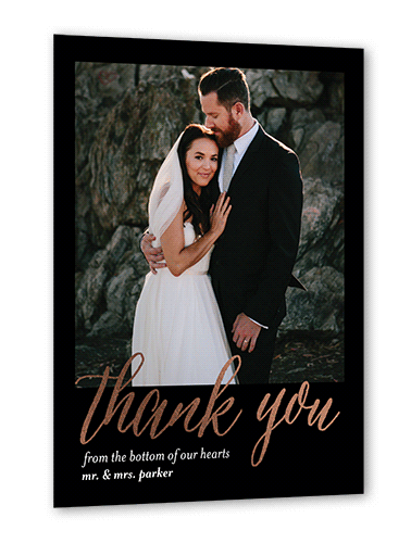 Impeccable Gesture Thank You Card, Rose Gold Foil, Black, 5x7 Flat, Matte, Signature Smooth Cardstock, Square, Black