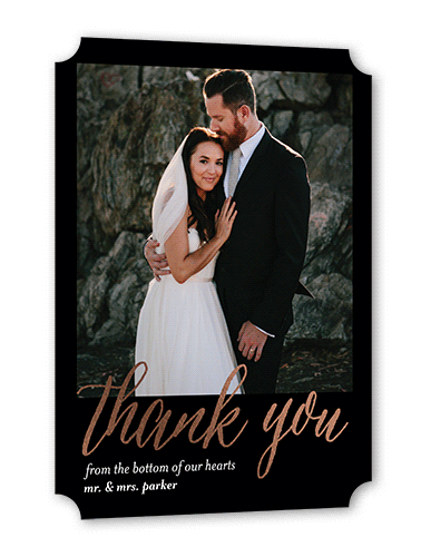 Impeccable Gesture Thank You Card, Rose Gold Foil, Black, 5x7, Pearl Shimmer Cardstock, Ticket