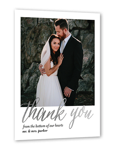 Impeccable Gesture Thank You Card, White, Silver Foil, 5x7, Luxe Double-Thick Cardstock, Square