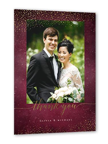 Resplendent Night Thank You Card, Purple, Gold Foil, 5x7 Flat, Luxe Double-Thick Cardstock, Square