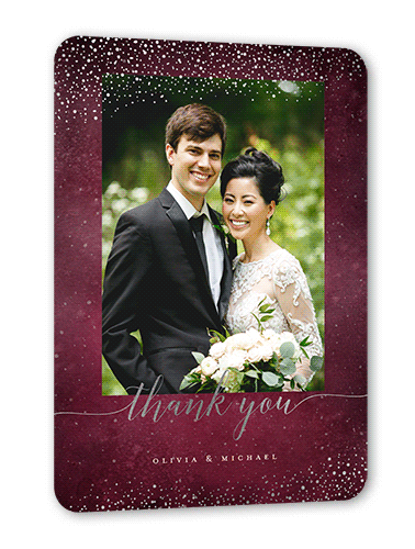 Resplendent Night Thank You Card, Silver Foil, Purple, 5x7 Flat, Matte, Signature Smooth Cardstock, Rounded, House Red