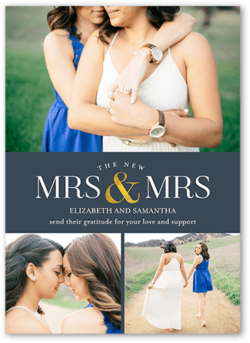 Gratefully Together Mrs Thank You Card, Grey, 5x7 Flat, 100% Recycled Cardstock , Square, Slate