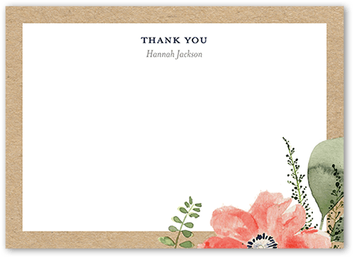 Bridal Bouquets Thank You Card, Brown, 5x7 Flat, Luxe Double-Thick Cardstock, Square, Walnut