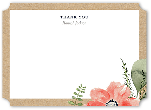 Bridal Bouquets Thank You Card, Brown, 5x7 Flat, Pearl Shimmer Cardstock, Ticket