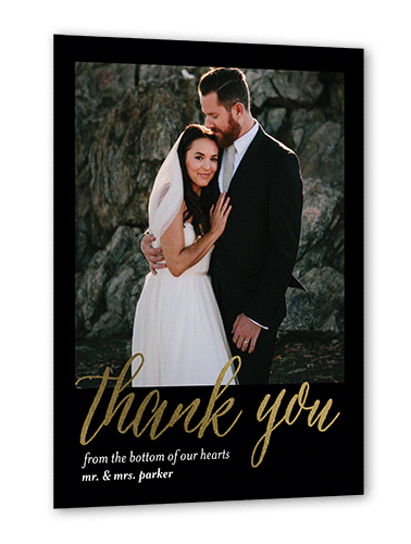 Impeccable Gesture Thank You Card, Gold Foil, Black, 5x7 Flat, Luxe Double-Thick Cardstock, Square
