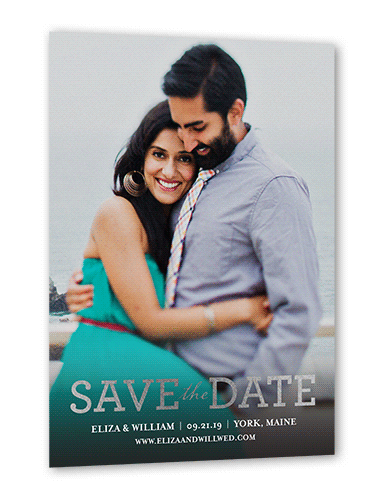 Focused On Forever Love Save The Date, Silver Foil, Pink, 5x7 Flat, Luxe Double-Thick Cardstock, Square, Bloom