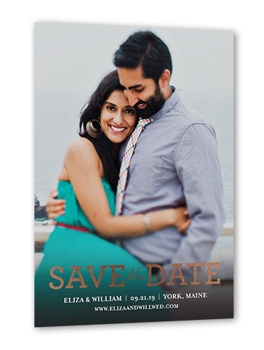 Focused On Forever Love Save The Date, Pink, Rose Gold Foil, 5x7 Flat, Pearl Shimmer Cardstock, Square