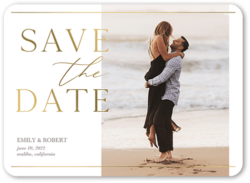 Editorial Lover Save The Date, White, 5x7 Flat, 100% Recycled Cardstock , Rounded