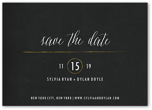 Simply Radiant Save The Date, Black, 5x7 Flat, Pearl Shimmer Cardstock, Square