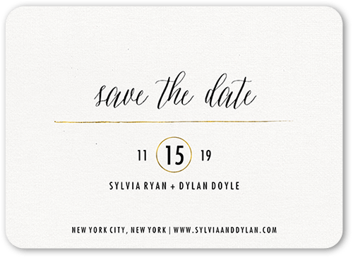 Simply Radiant Save The Date, White, 5x7 Flat, Pearl Shimmer Cardstock, Rounded