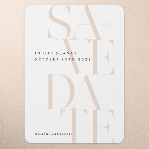 Together Type Save The Date, Beige, 5x7 Flat, 100% Recycled Cardstock , Rounded
