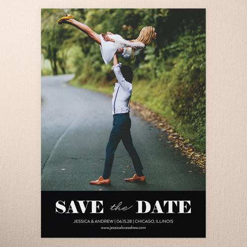 Clean Announcement Save The Date, Black, 5x7 Flat, Standard Smooth Cardstock, Square