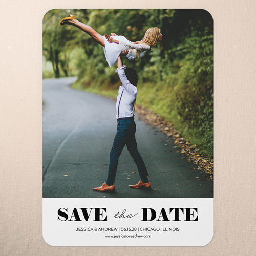 Clean Announcement Save The Date, White, 5x7 Flat, Matte, Signature Smooth Cardstock, Rounded