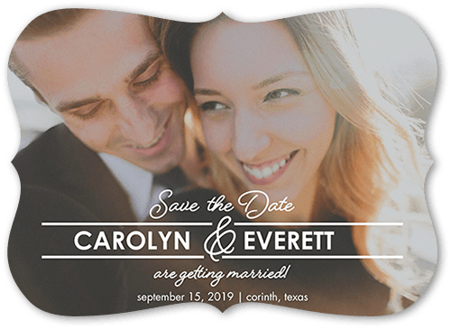 Graceful Union Save The Date, White, 5x7, Pearl Shimmer Cardstock, Bracket