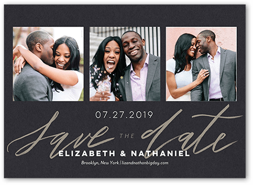 Minimal Design Save The Date, Grey, 5x7, Luxe Double-Thick Cardstock, Square